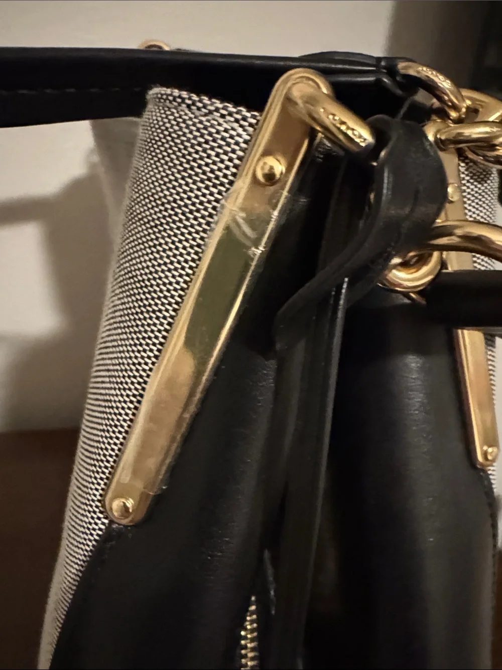 Coach Canvas & Leather Shoulder Bag in Gray and Black